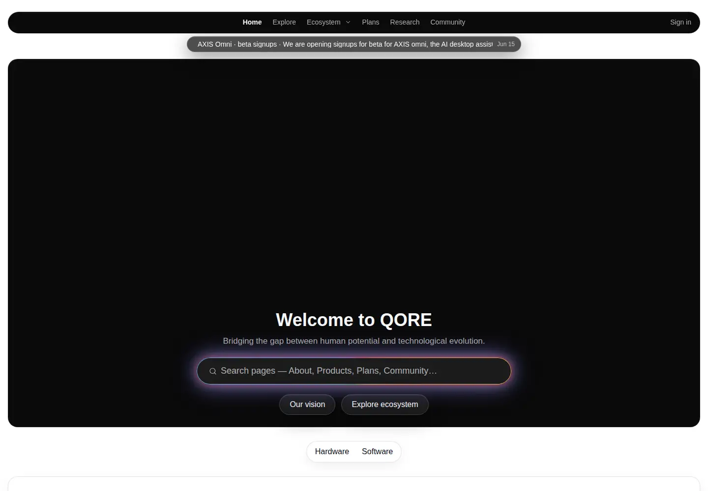 Screenshot of projectqore.com