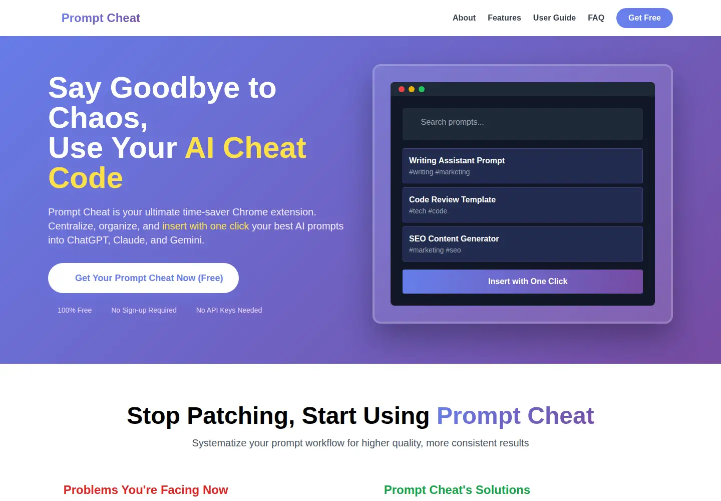 Screenshot of prompt-cheat.com
