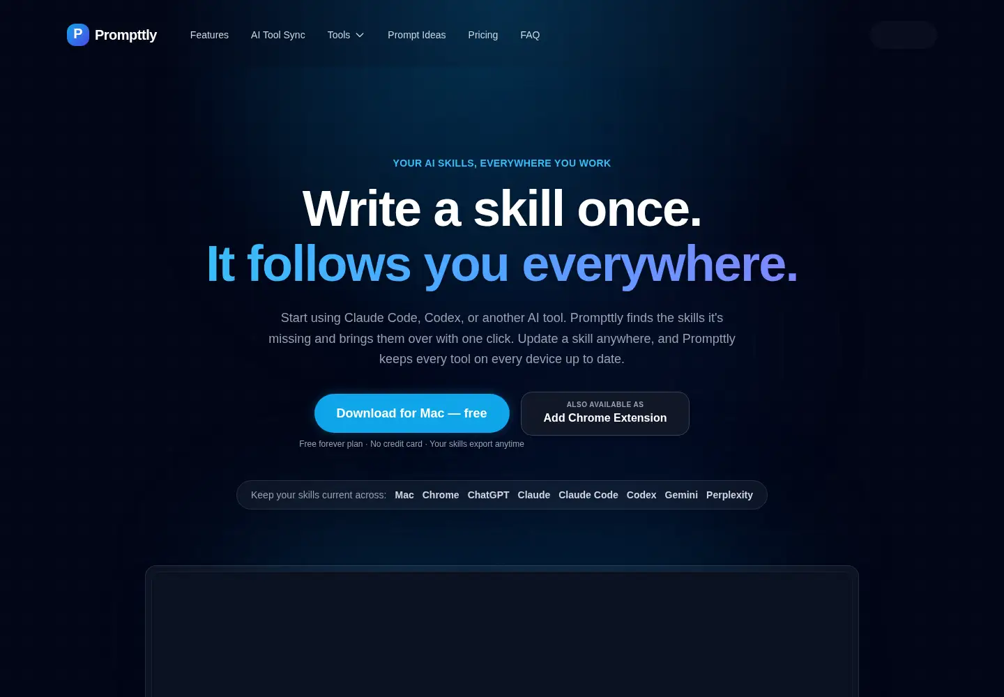 Screenshot of prompttly.com from the current report