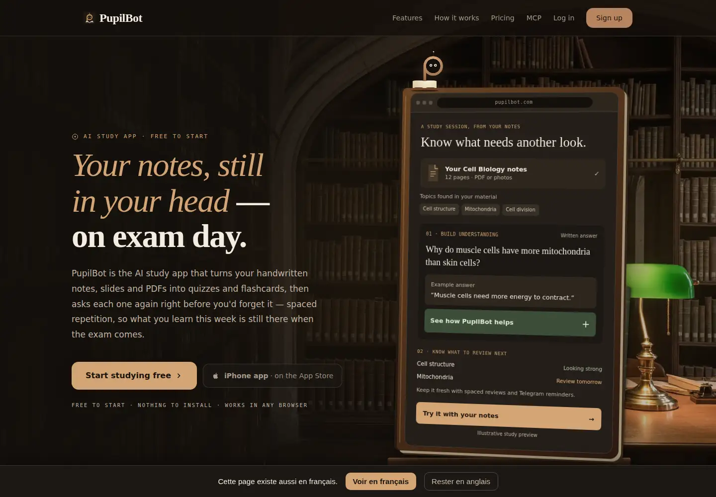 Screenshot of pupilbot.com