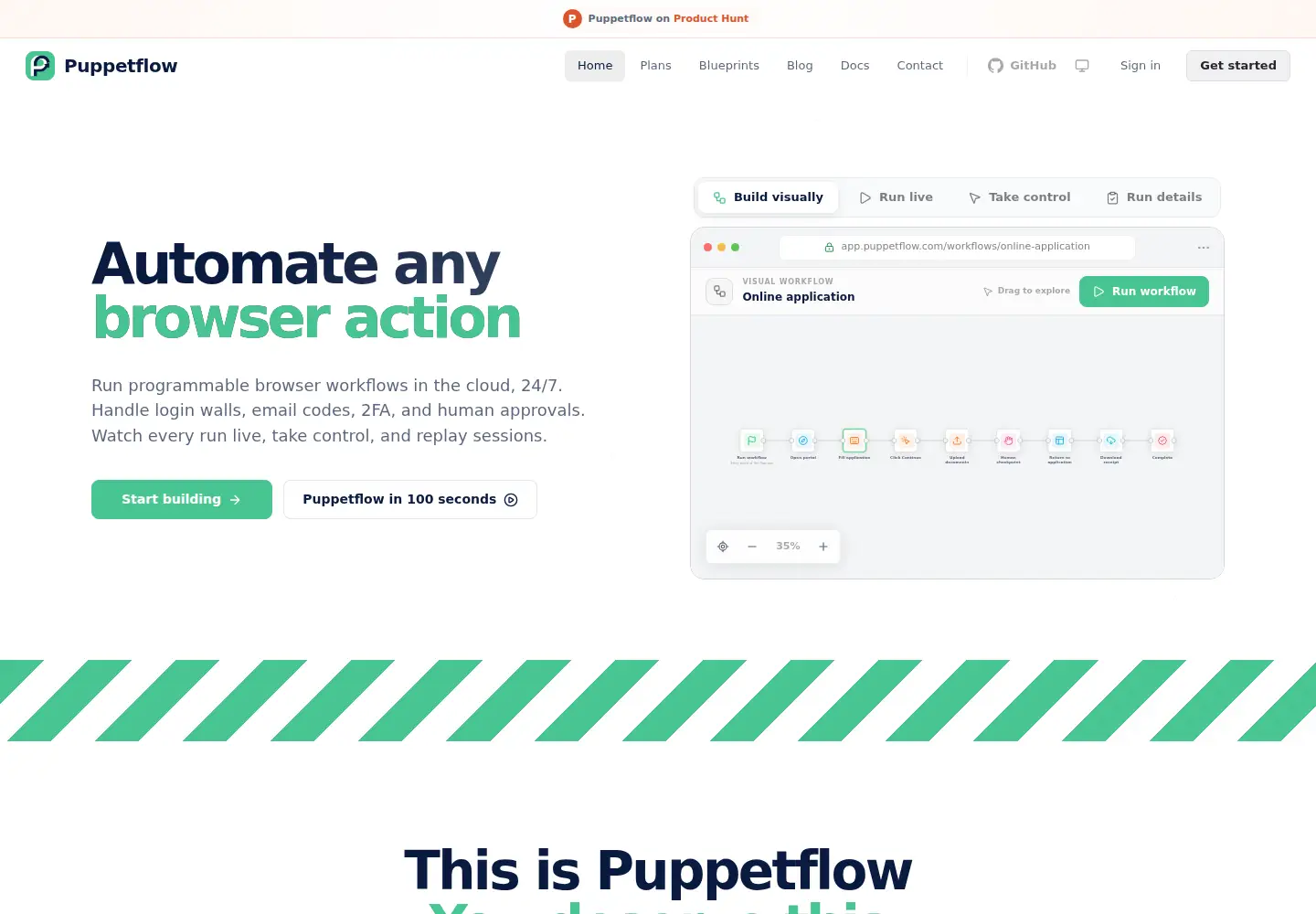 Screenshot of puppetflow.com