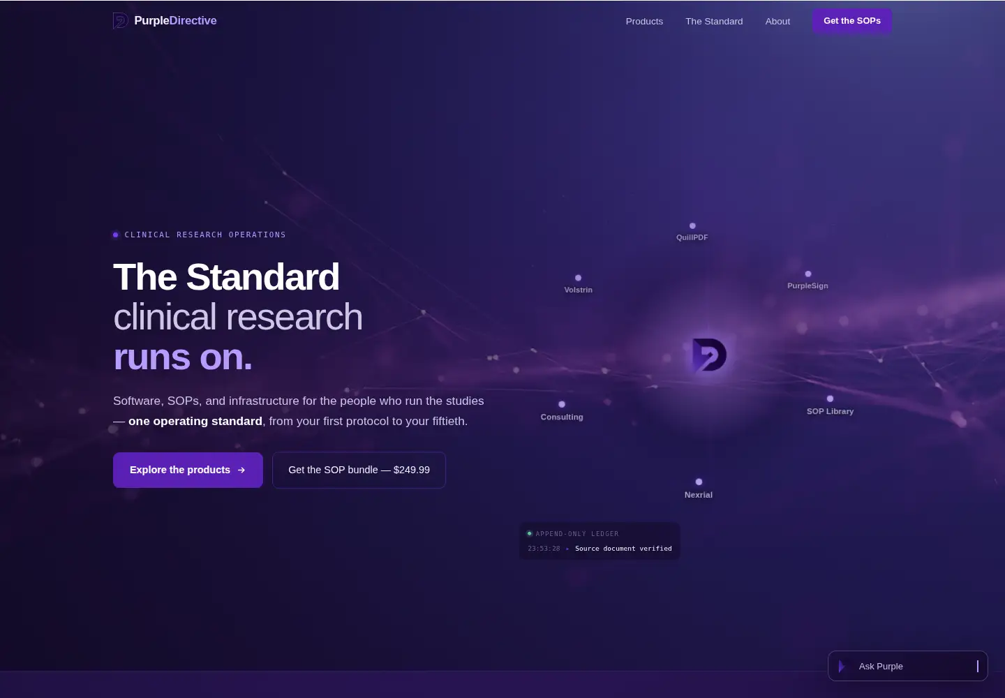 Captured homepage of purpledirective.com in the current scan
