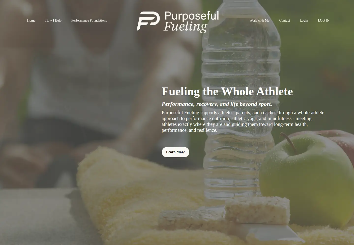 Captured homepage of purposefulfueling.com in the current scan