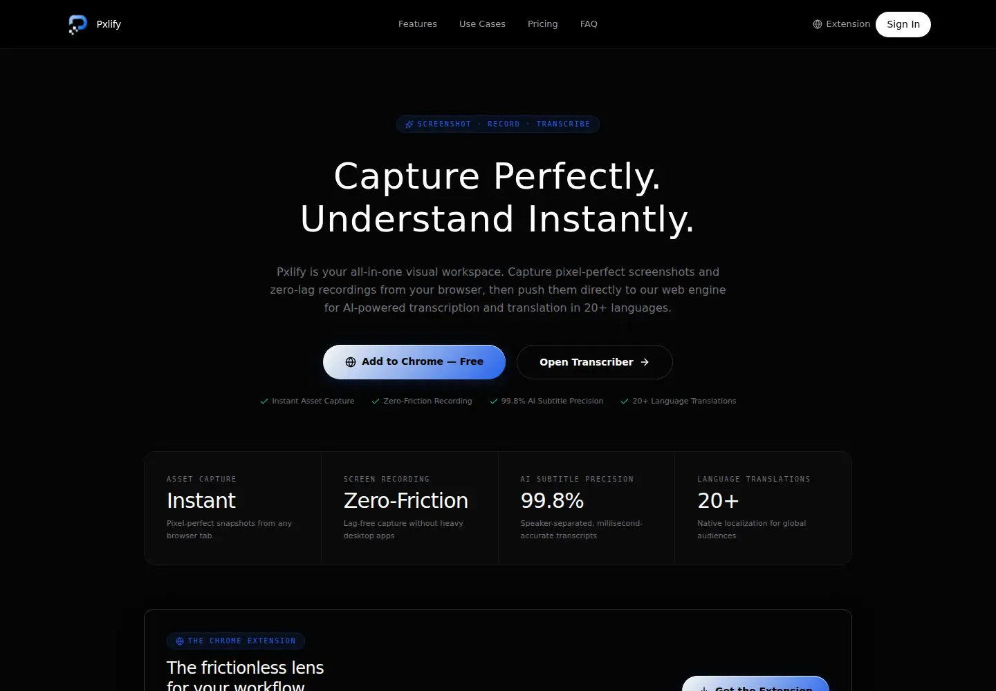 Captured homepage of pxlify.com in the current scan