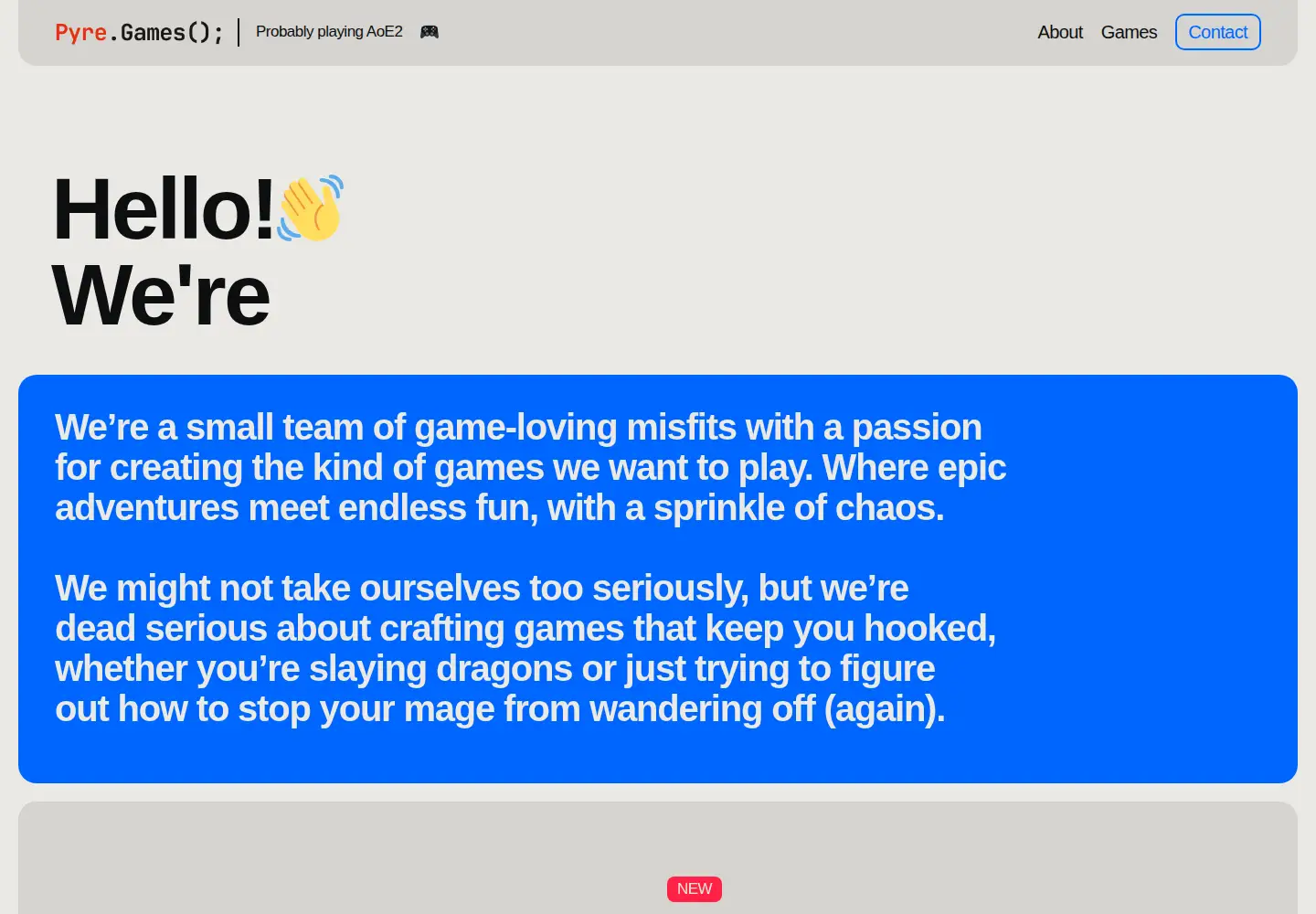 Captured homepage of pyregames.com in the current scan