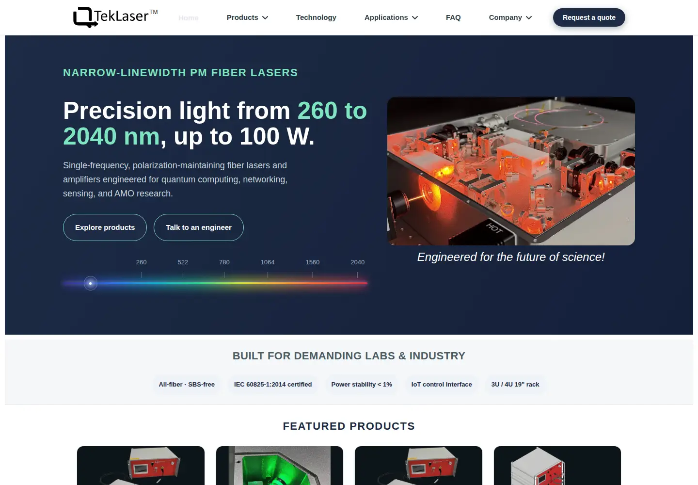 Captured homepage of qteklaser.com in the current scan