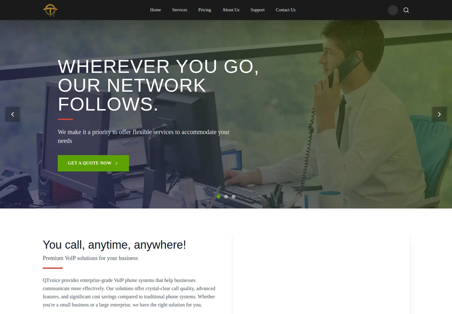 Captured homepage of qtvoiceservice.com in the current scan