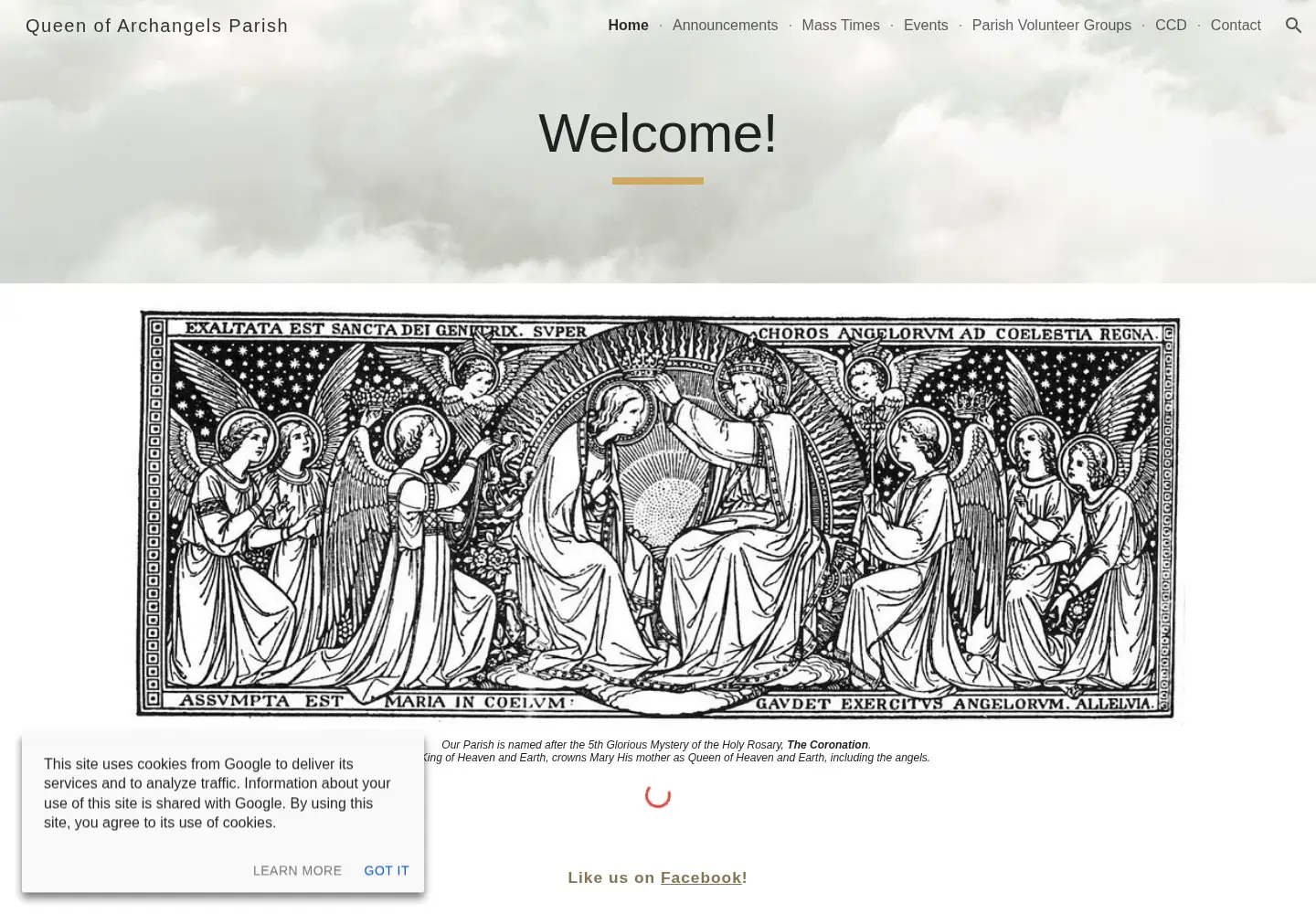 Captured homepage of queenofarchangels.com in the current scan