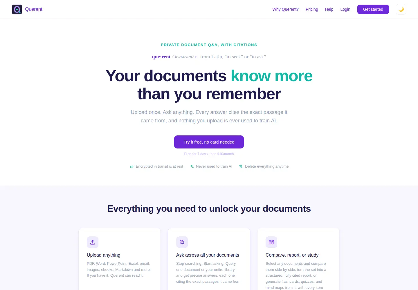 Screenshot of querentapp.com
