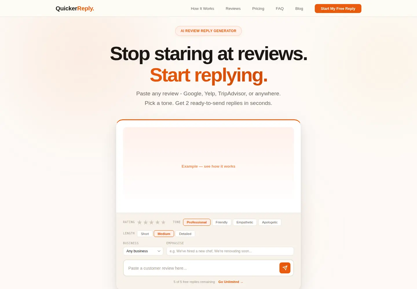 Screenshot of quickerreply.com