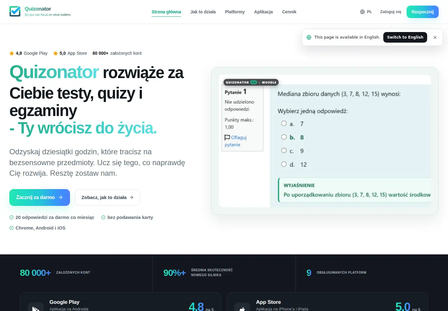 Screenshot of quizonator.com