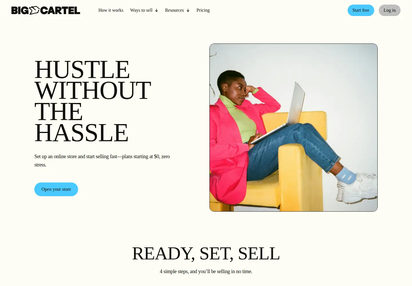 Screenshot of bigcartel.com