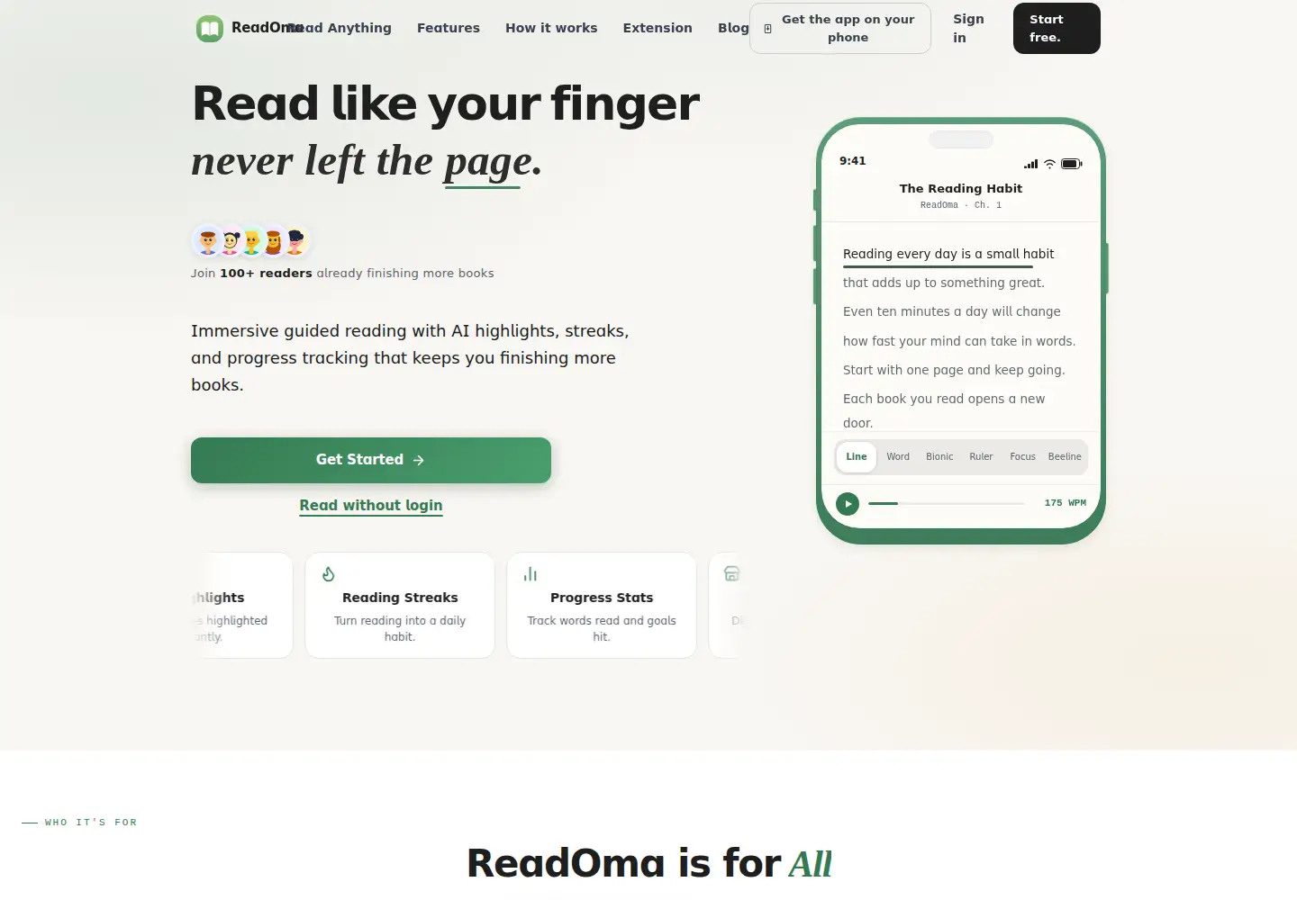 Captured homepage of readoma.com in the current scan