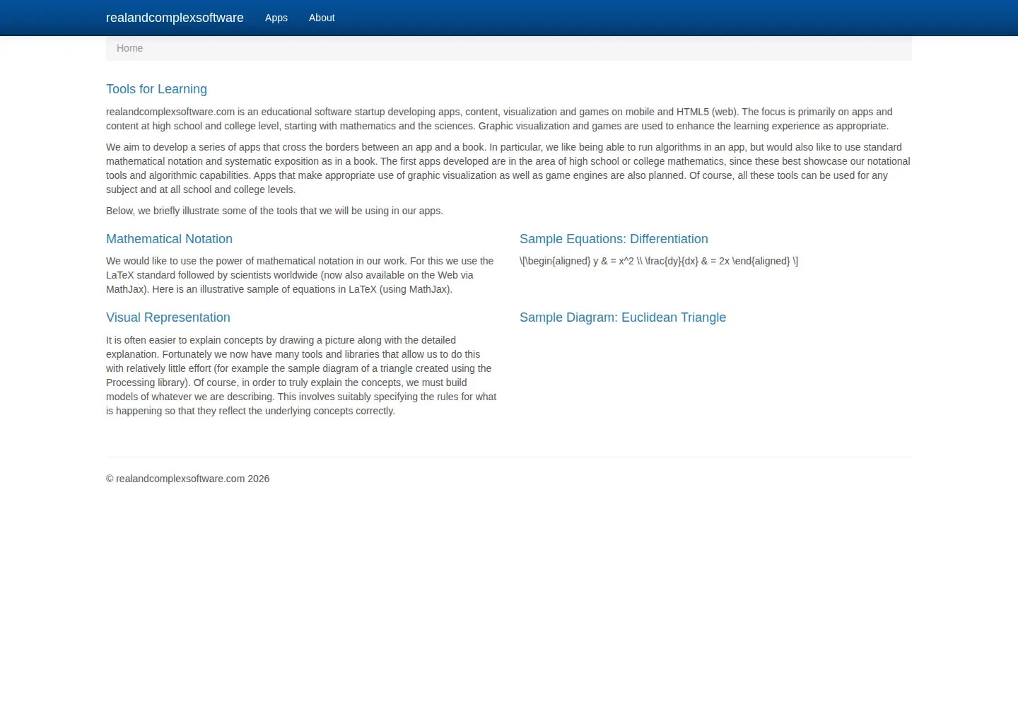 Captured homepage of realandcomplexsoftware.com in the current scan