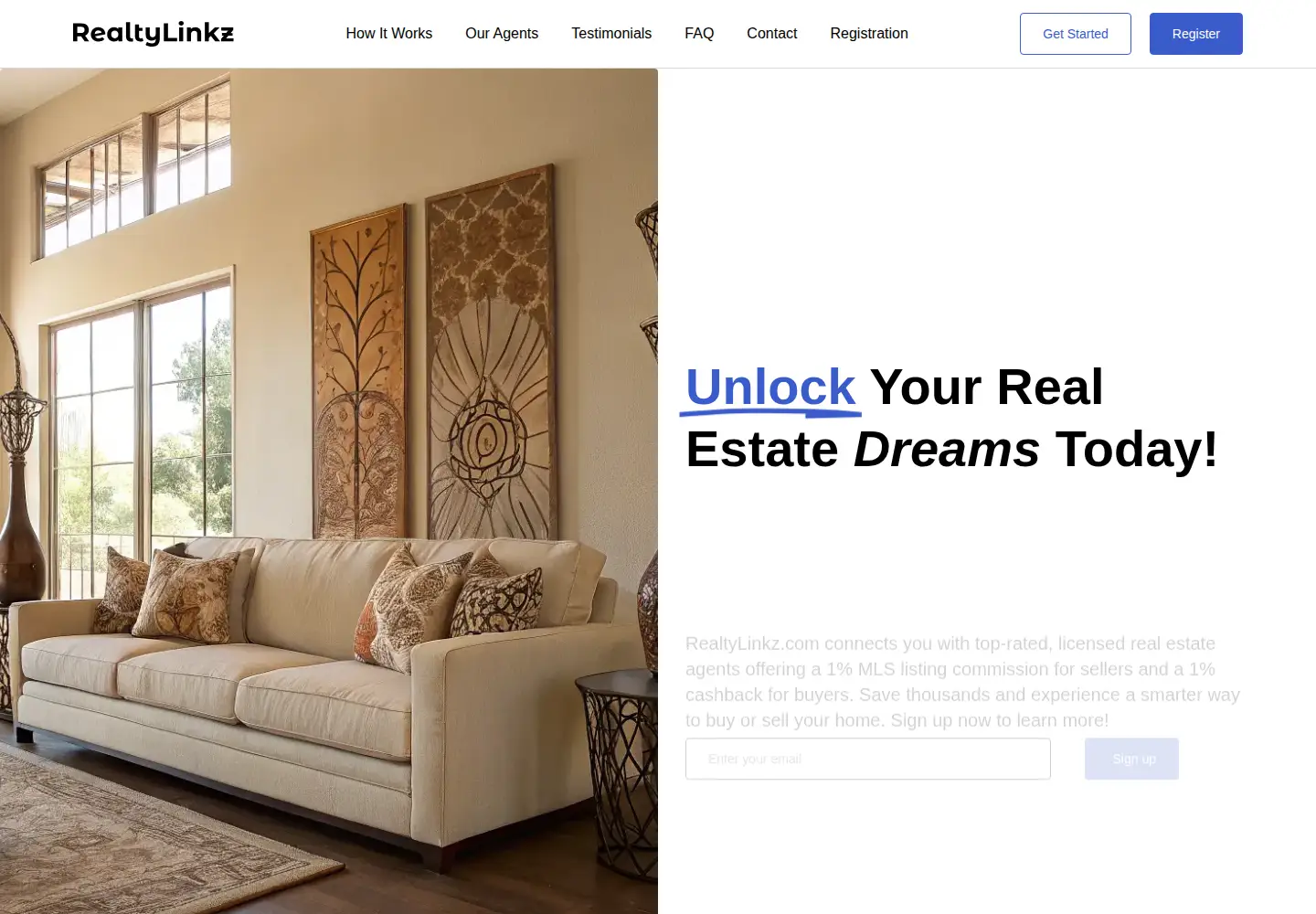 Captured homepage of realtylinkz.com in the current scan