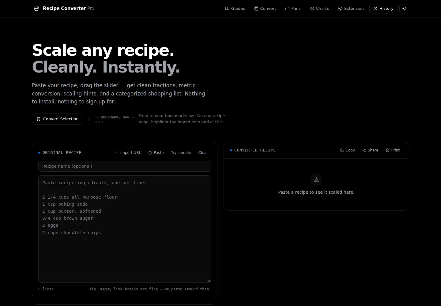 Screenshot of recipeconverterpro.com