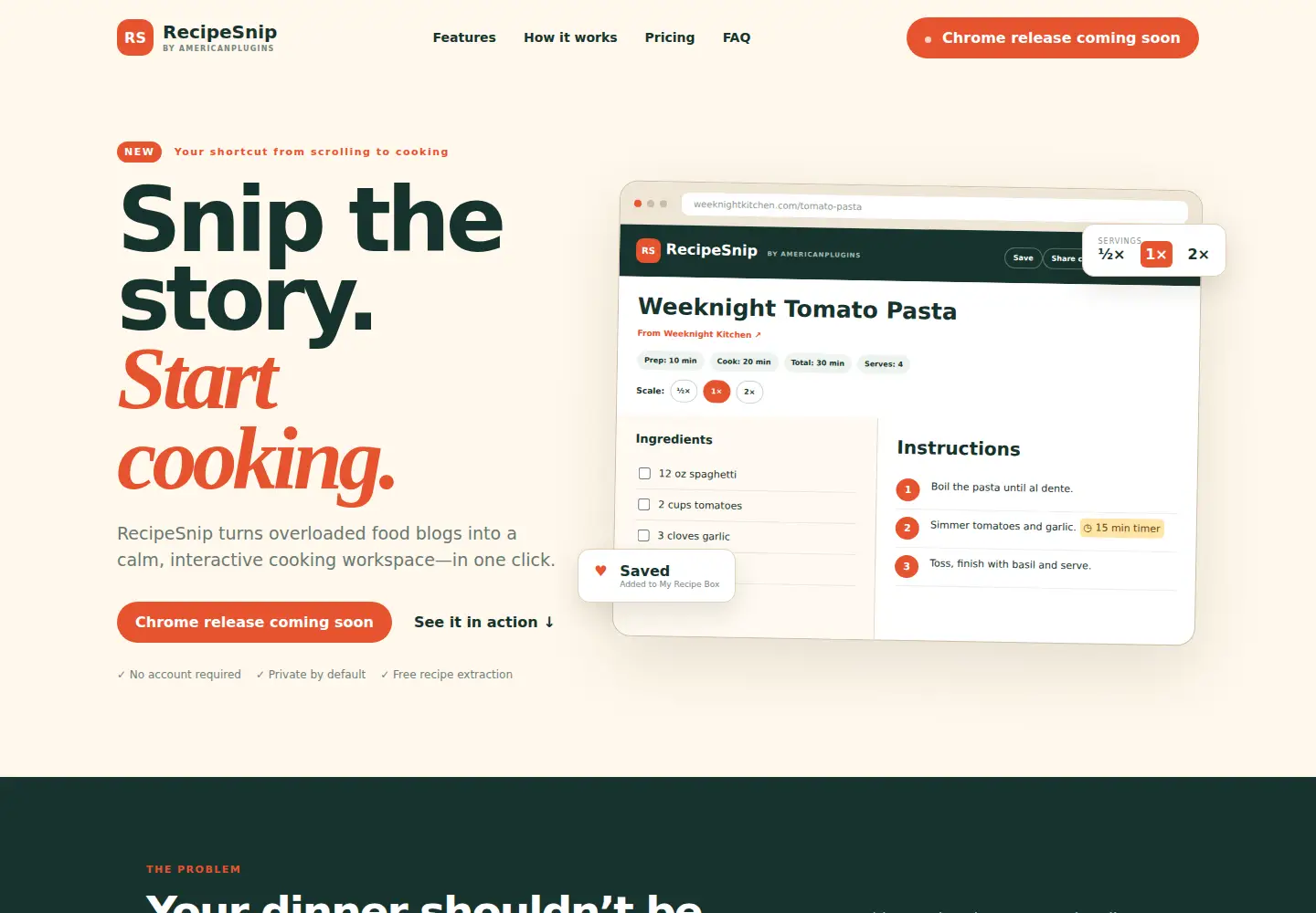 Screenshot of recipesnip.com