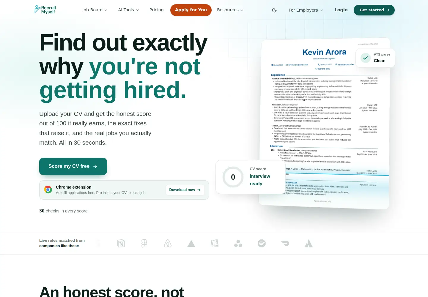 Screenshot of recruitmyself.com