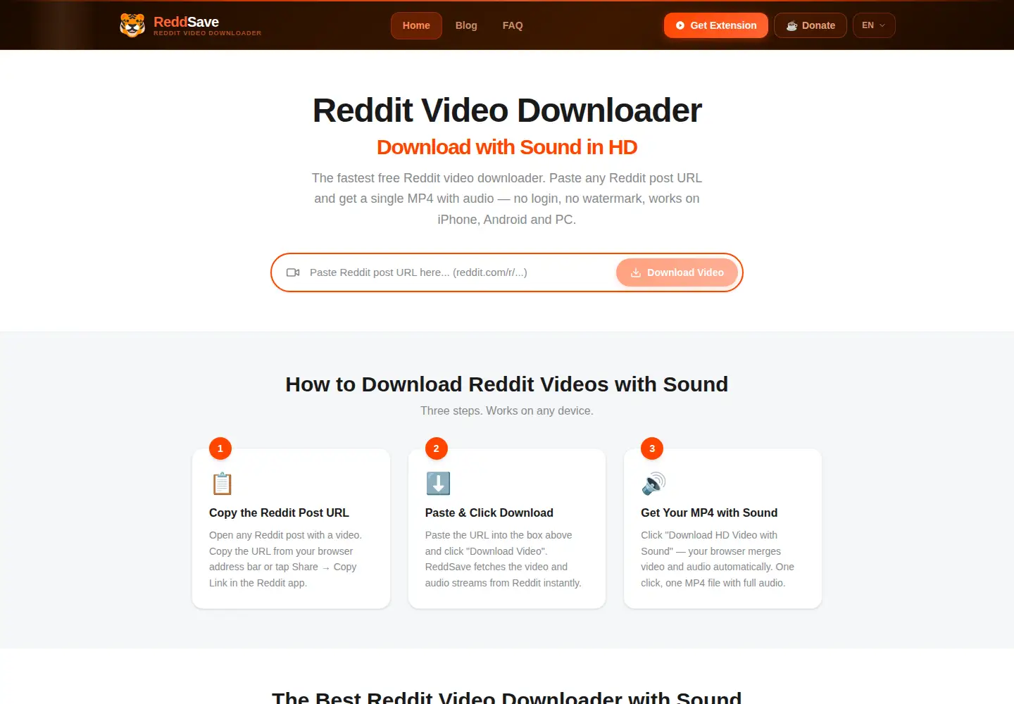 Captured homepage of reddsave.com in the current scan