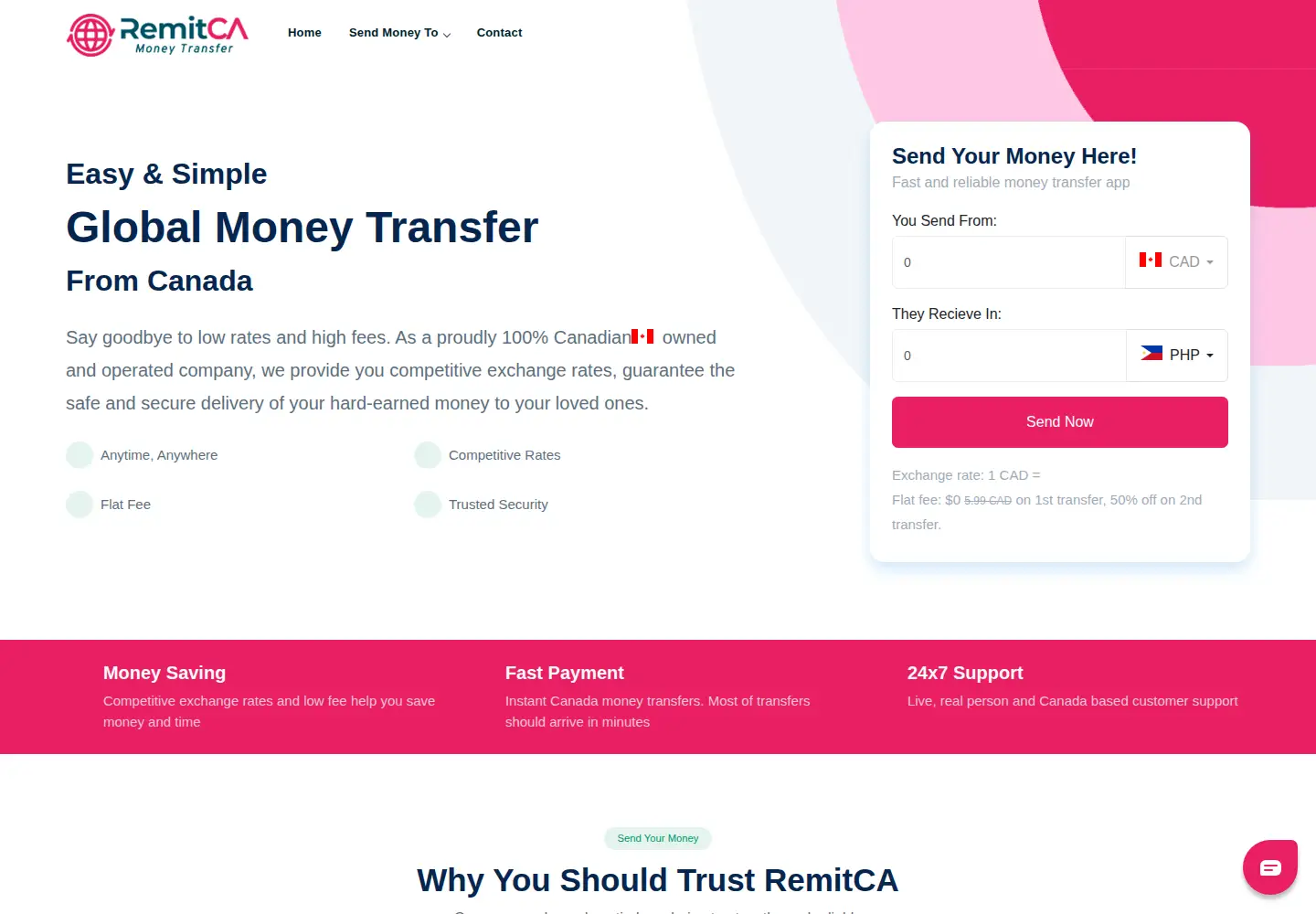 Screenshot of remitca.com