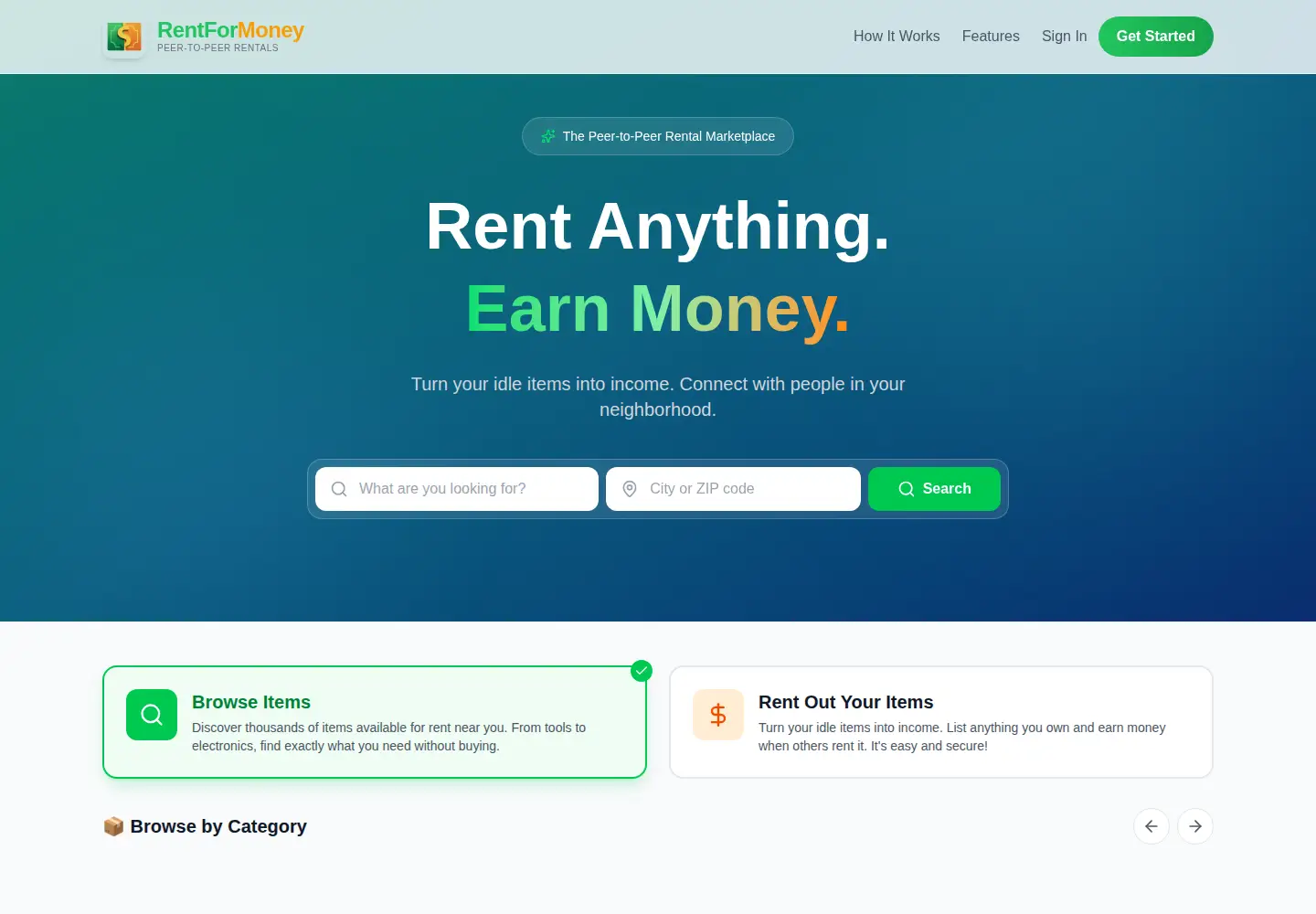 Screenshot of rentformoney.com