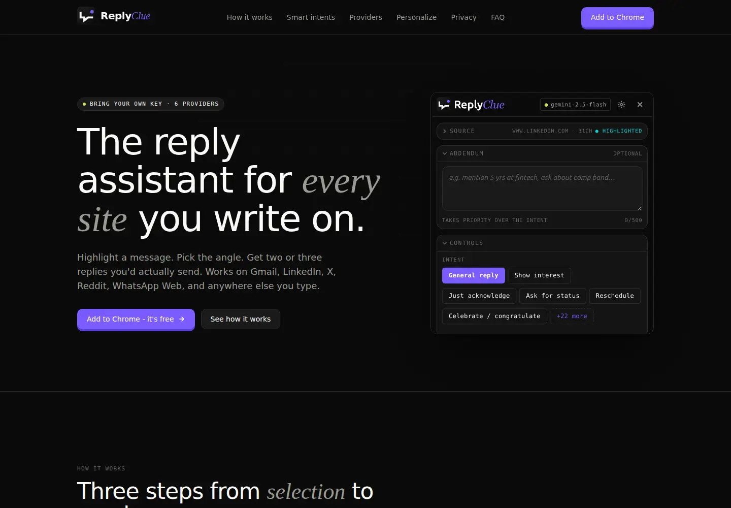 Screenshot of replyclue.com