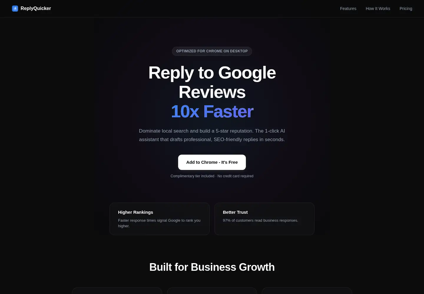 Screenshot of replyquicker.com