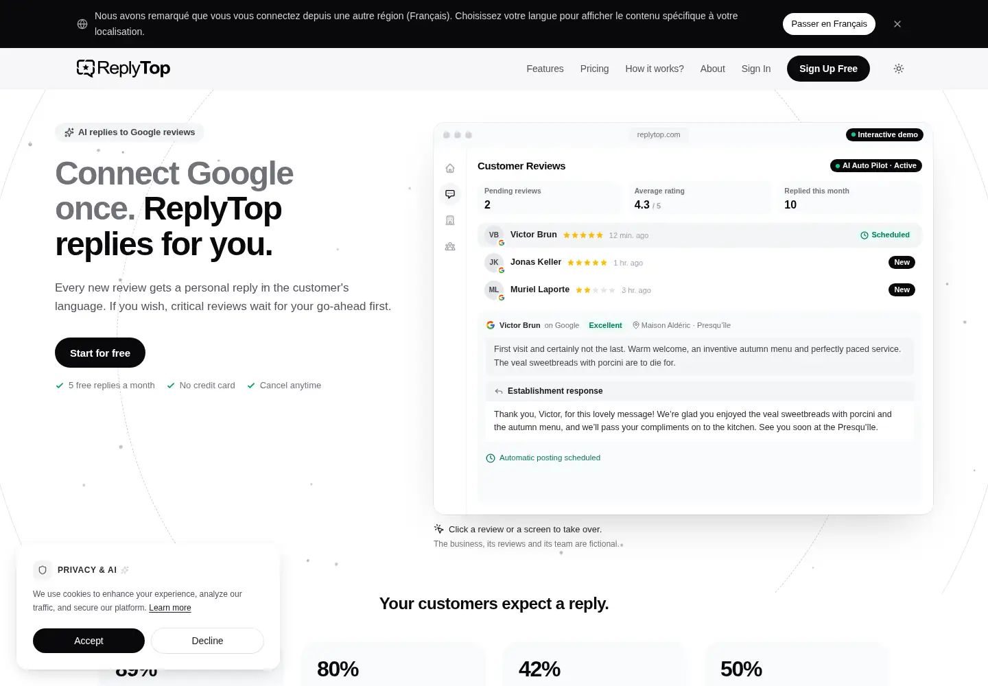 Captured homepage of replytop.com in the current scan