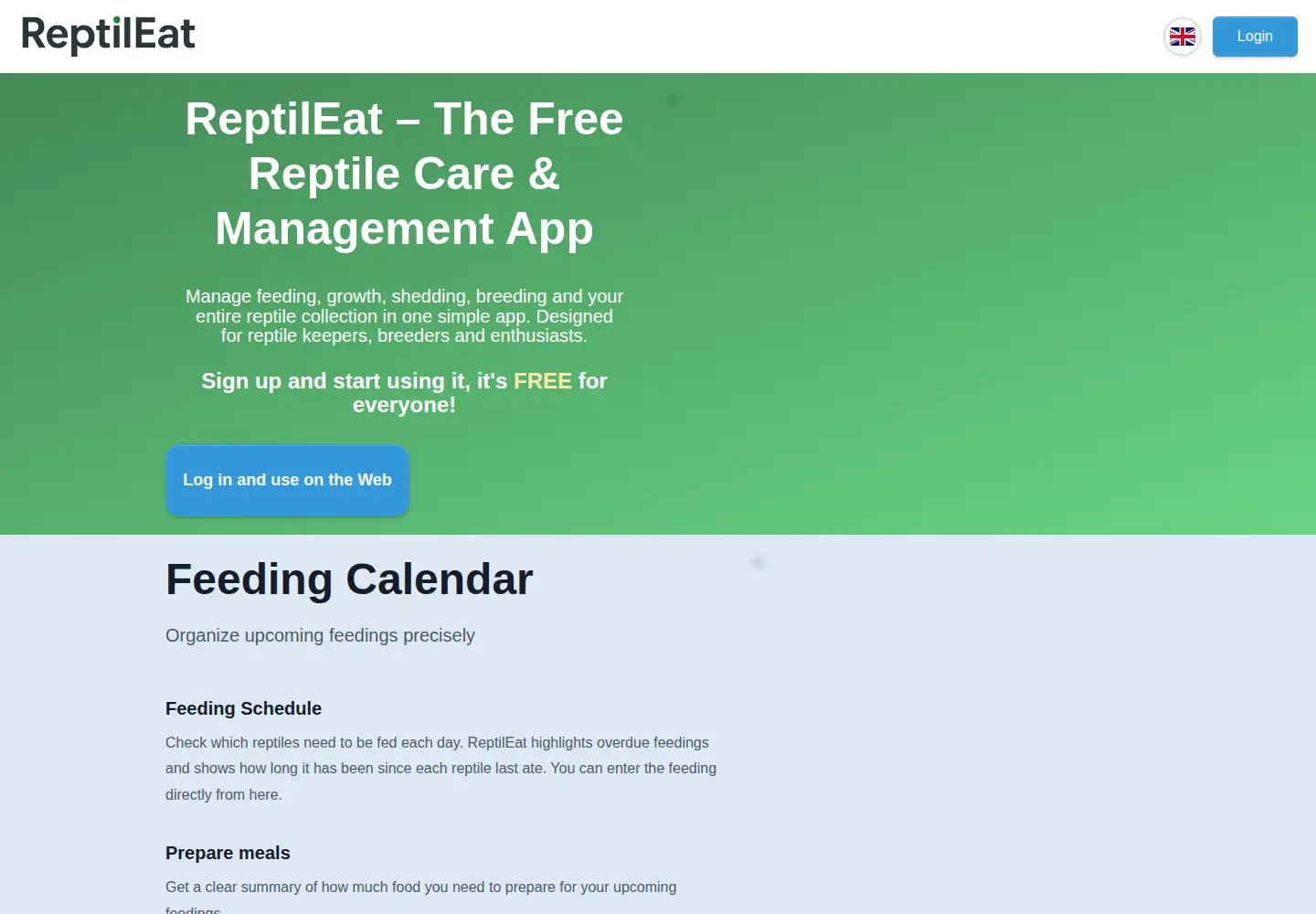 Screenshot of reptileat.com