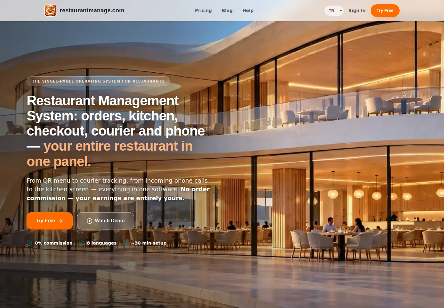 Captured homepage of restaurantmanage.com in the current scan