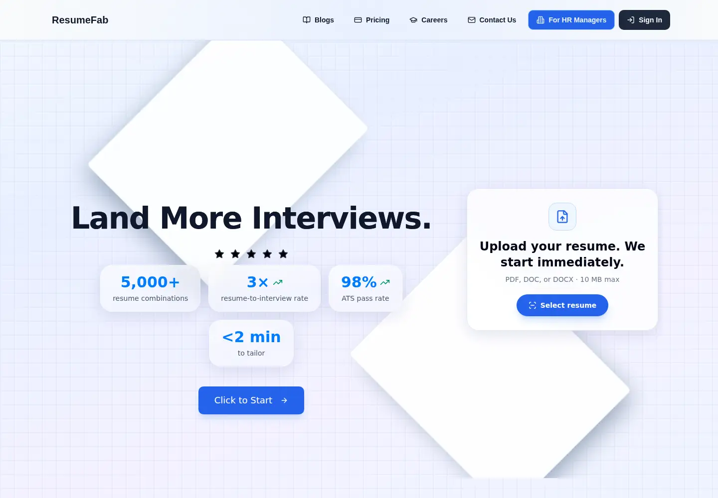 Screenshot of resumefab.com