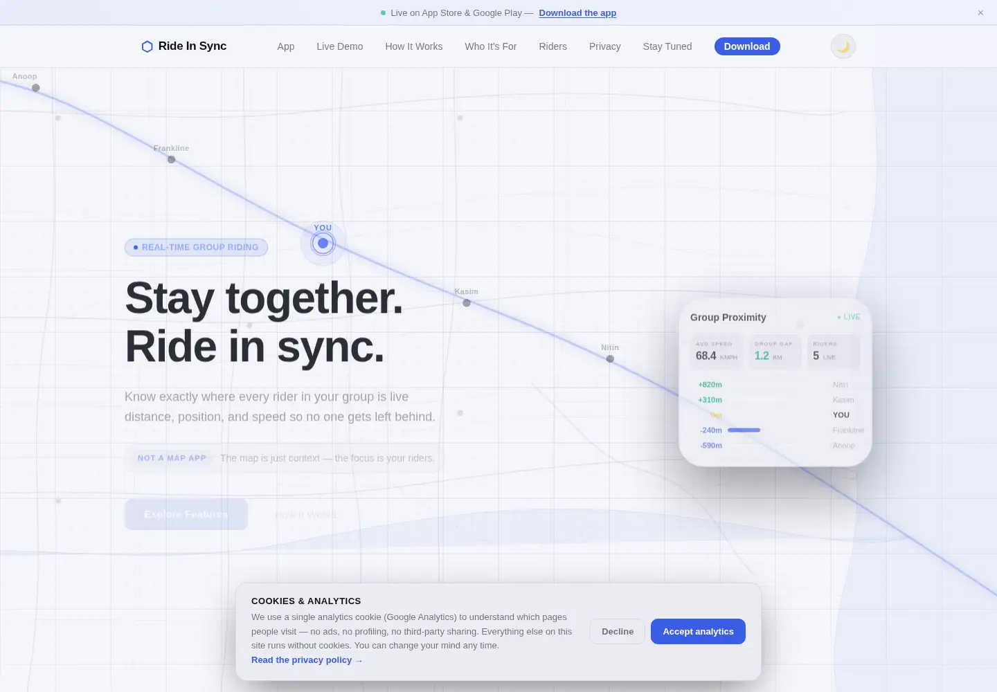 Screenshot of ride-in-sync.com