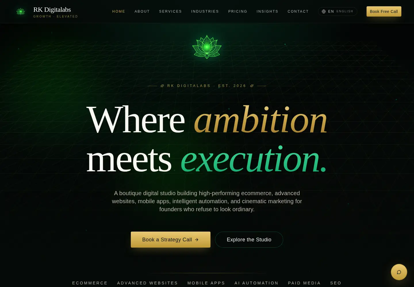 Captured homepage of rkdigitalabs.com in the current scan