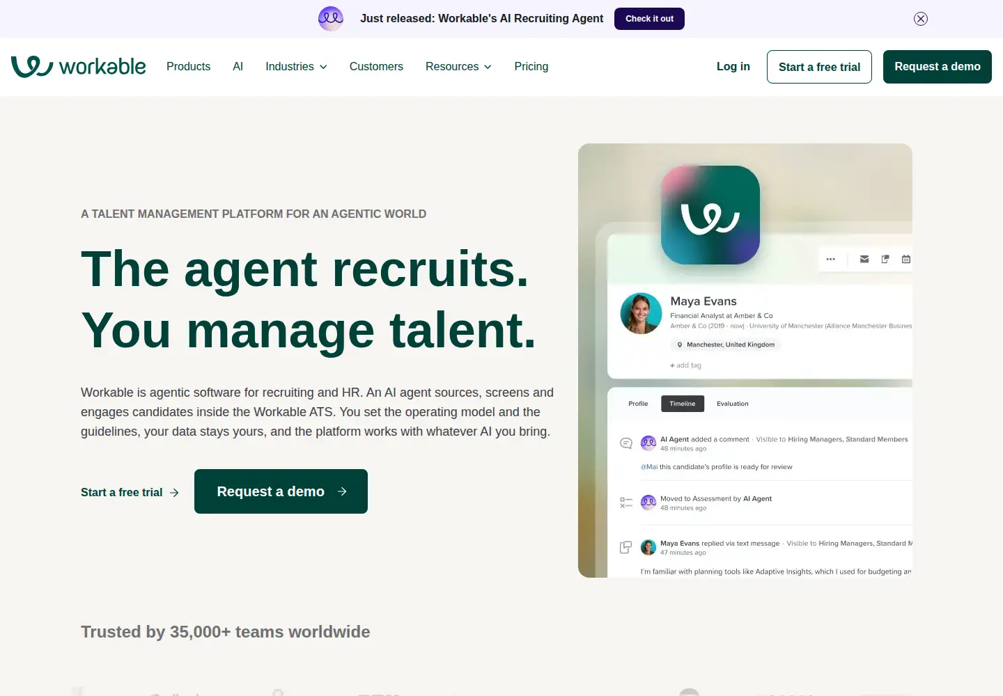 Captured homepage of workable.com in the current scan