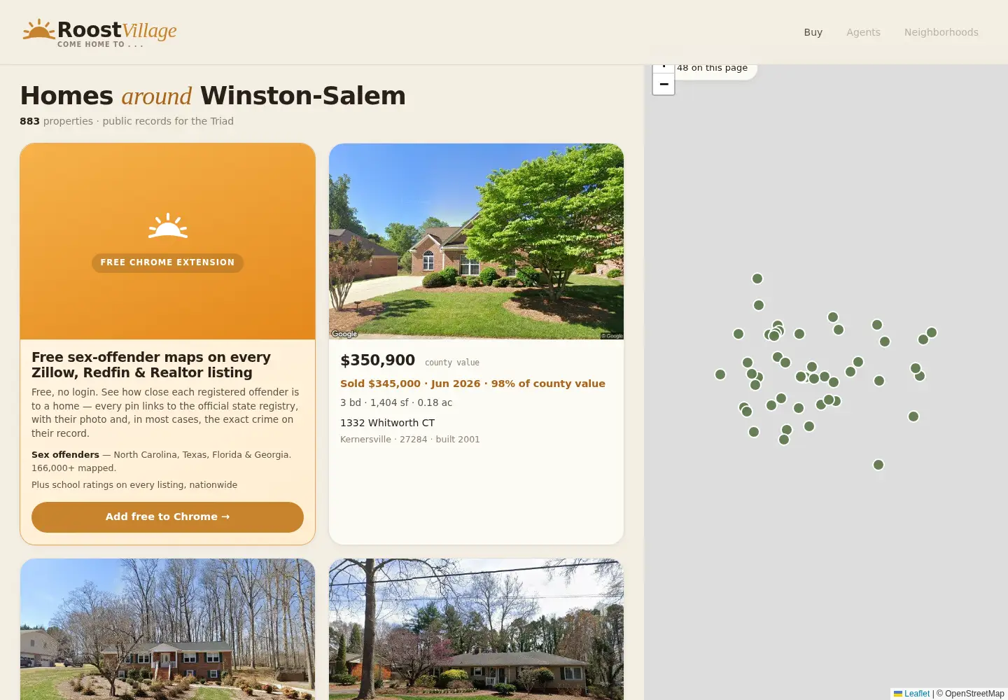 Captured homepage of roostvillage.com in the current scan