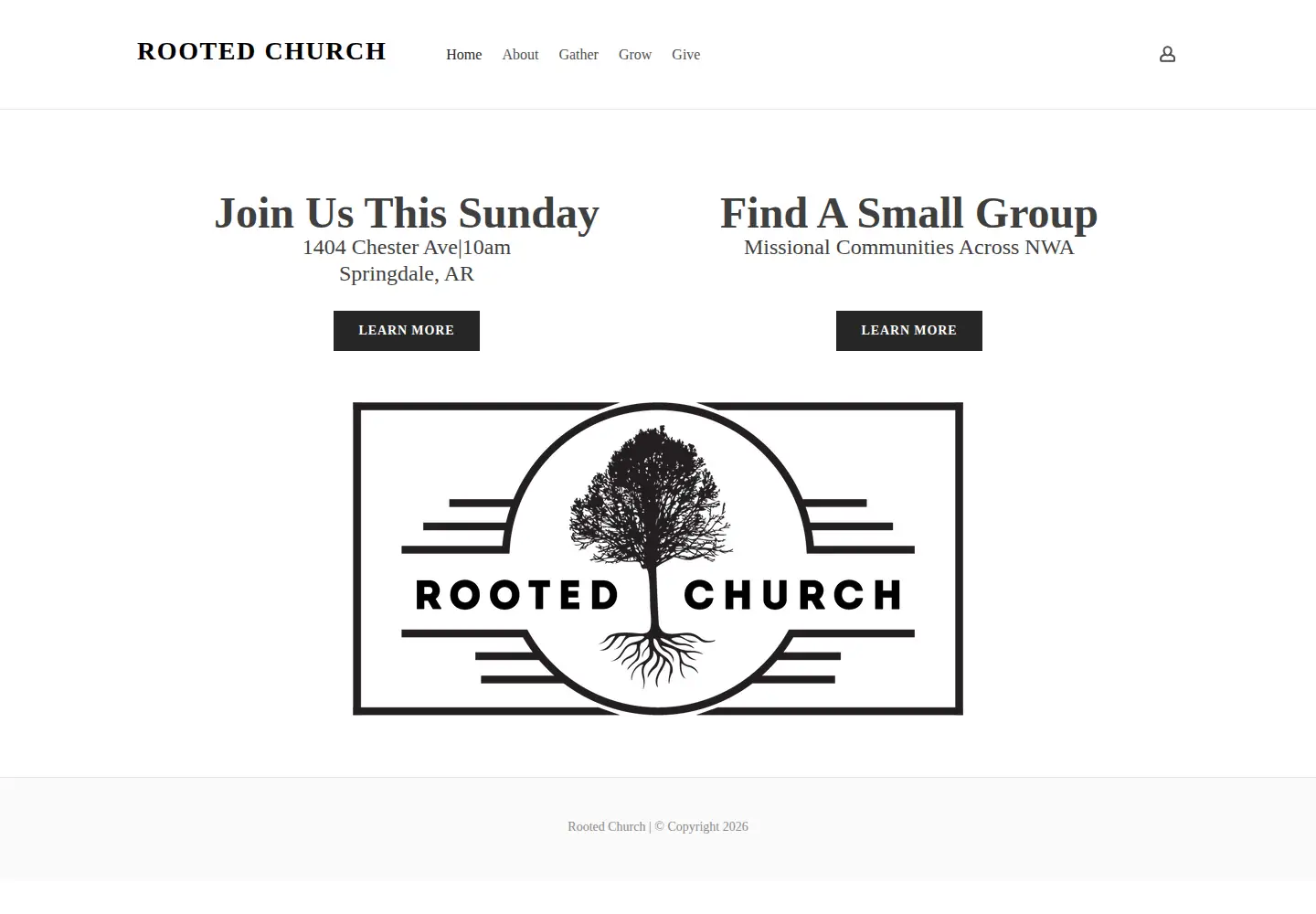 Captured homepage of rootedchurchnwa.com in the current scan