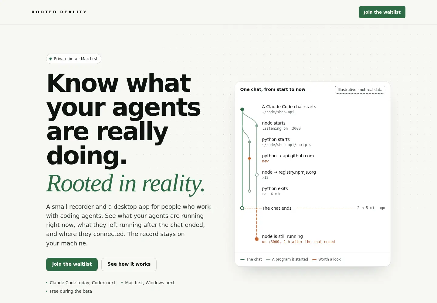 Captured homepage of rootedreality.com in the current scan