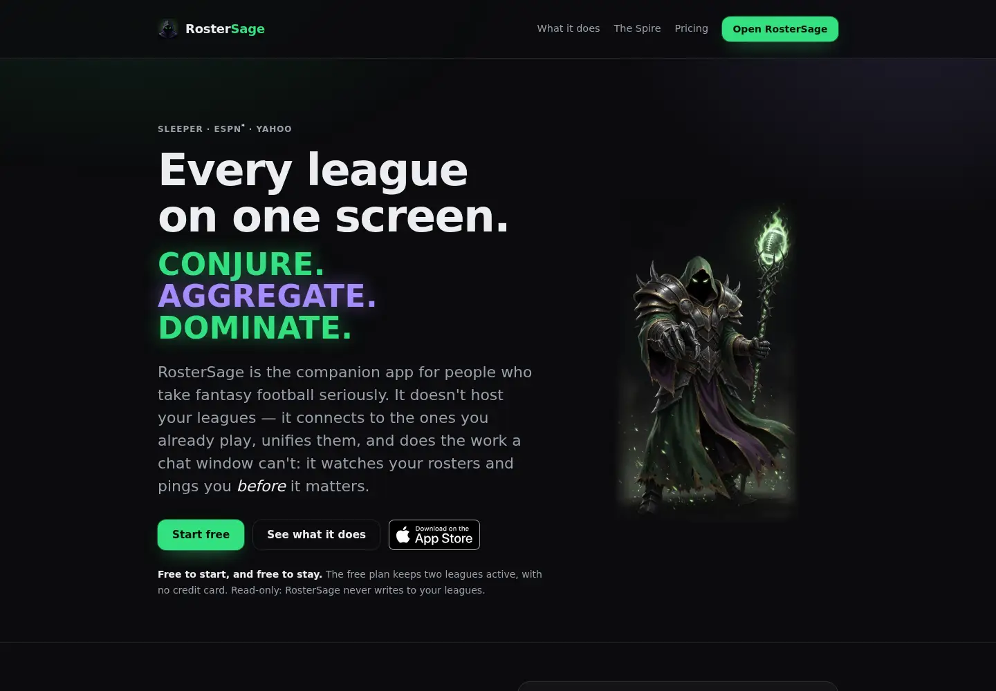 Captured homepage of rostersage.com in the current scan