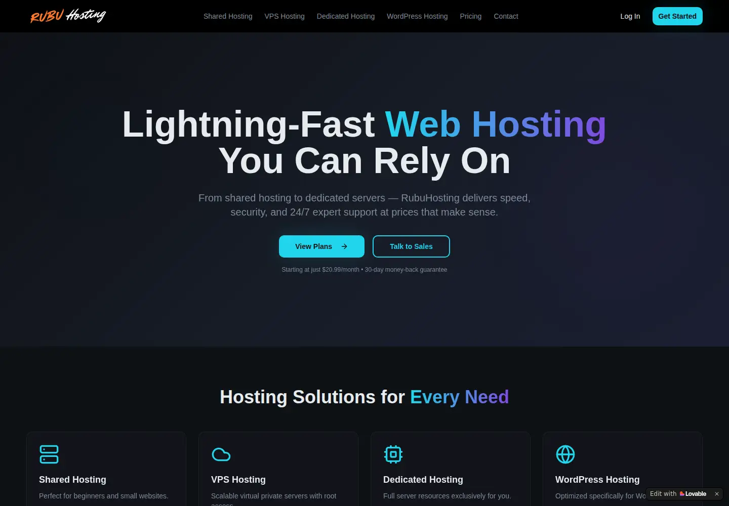 Screenshot of rubuhosting.com