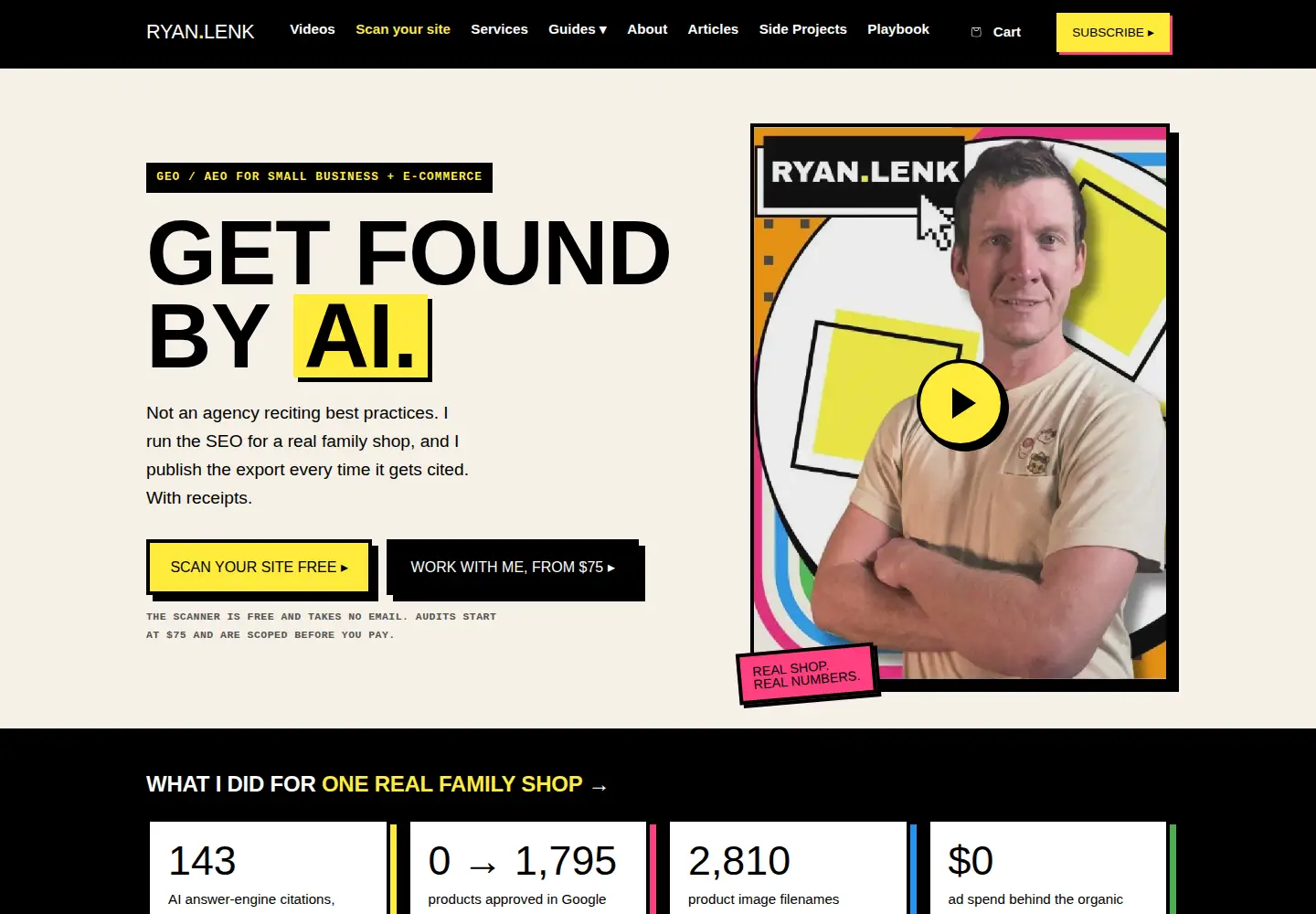 Screenshot of ryanlenk.com