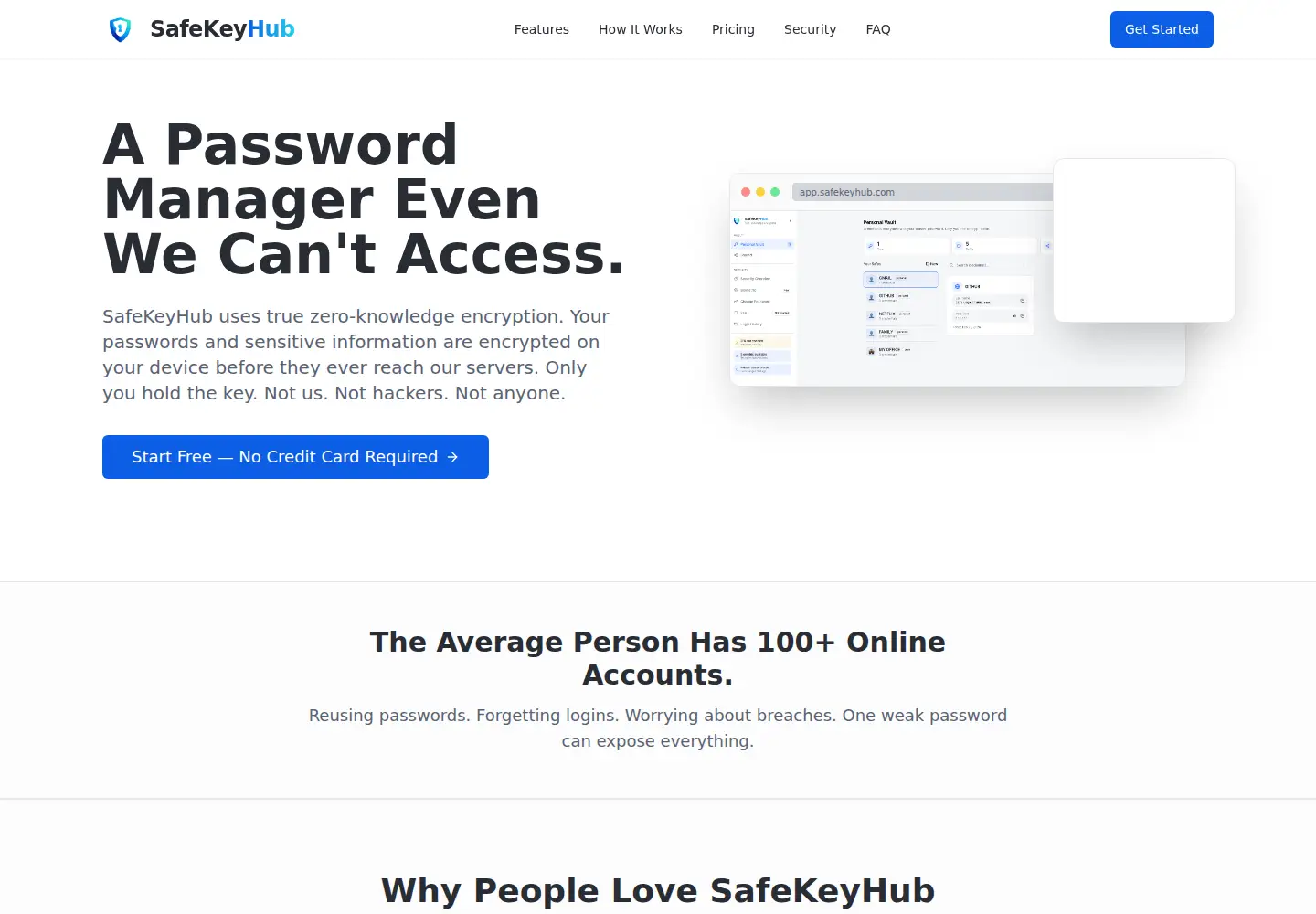 Captured homepage of safekeyhub.com in the current scan