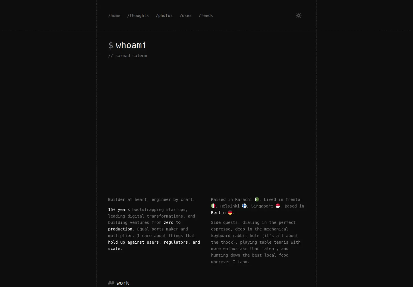 Captured homepage of sarmadsaleem.com in the current scan