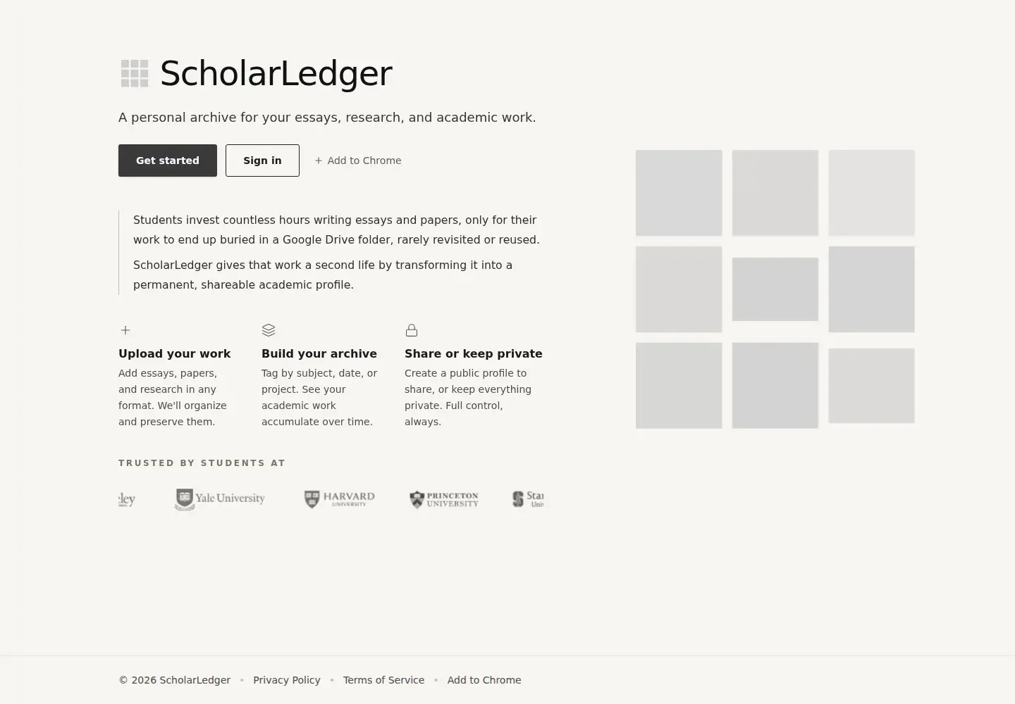 Screenshot of scholarledger.com