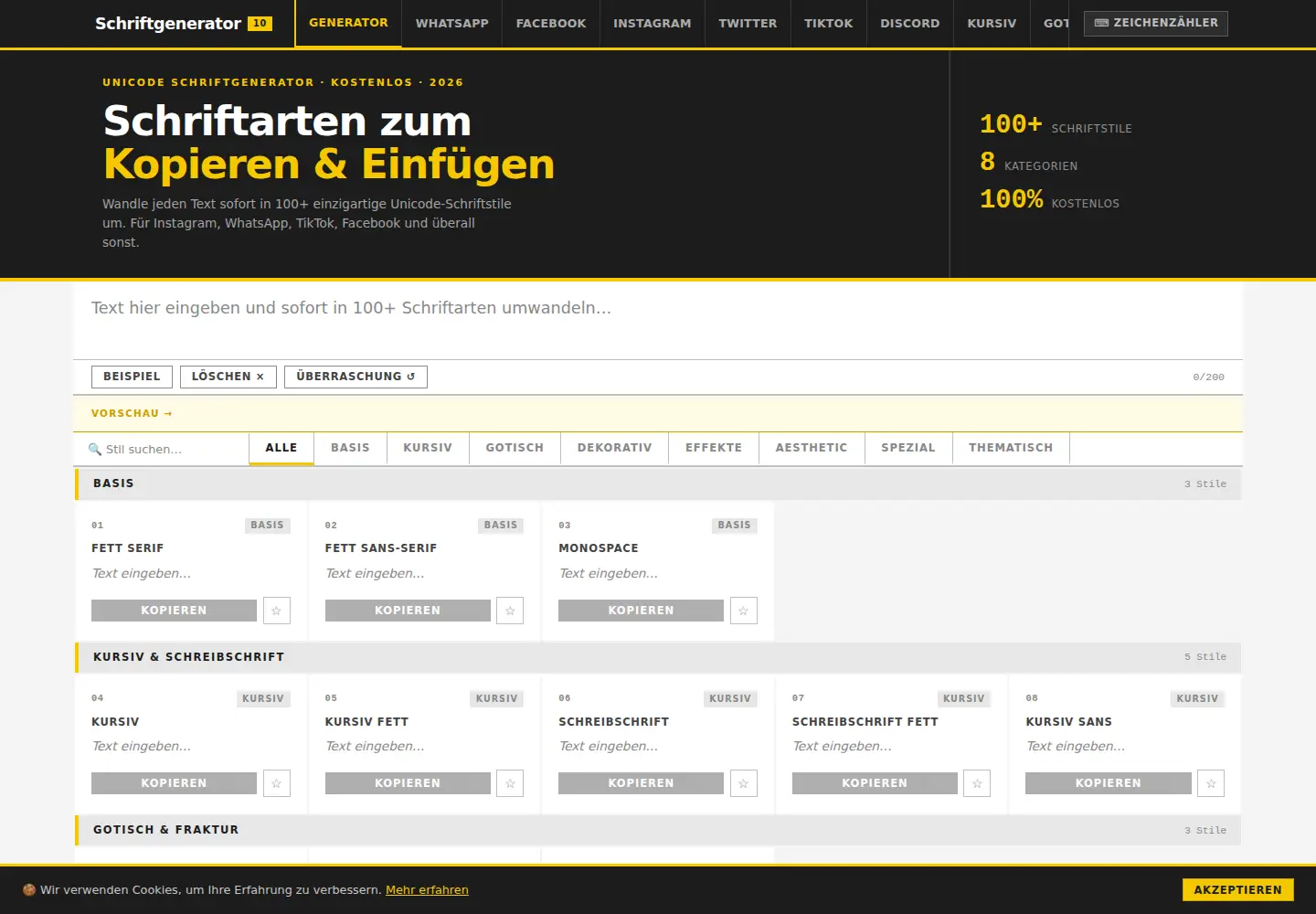 Screenshot of schriftgenerator10.com