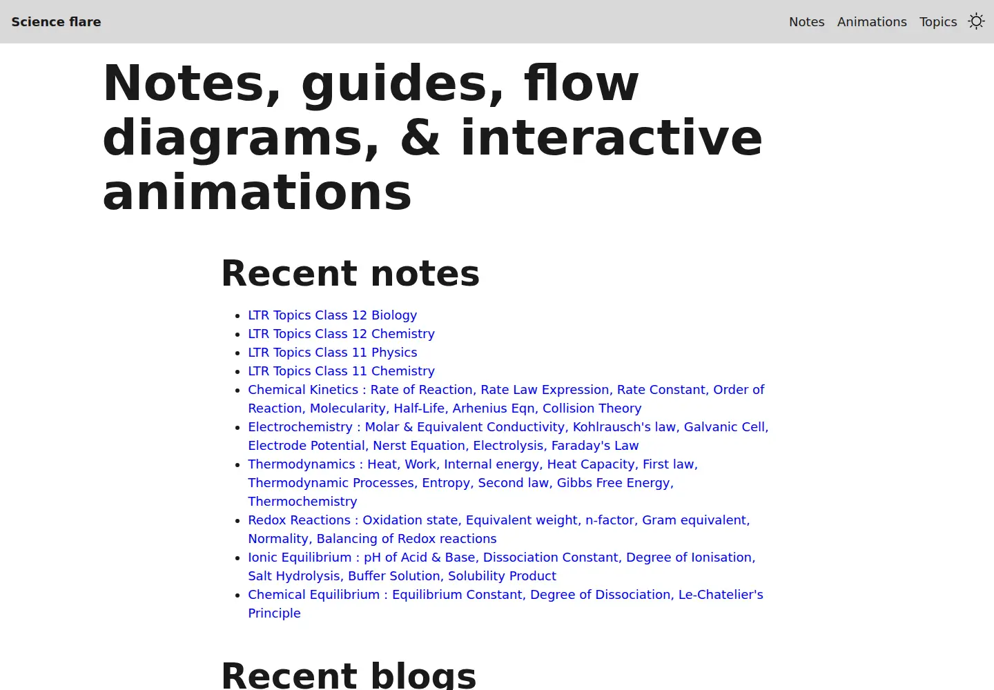 Screenshot of scienceflare.com