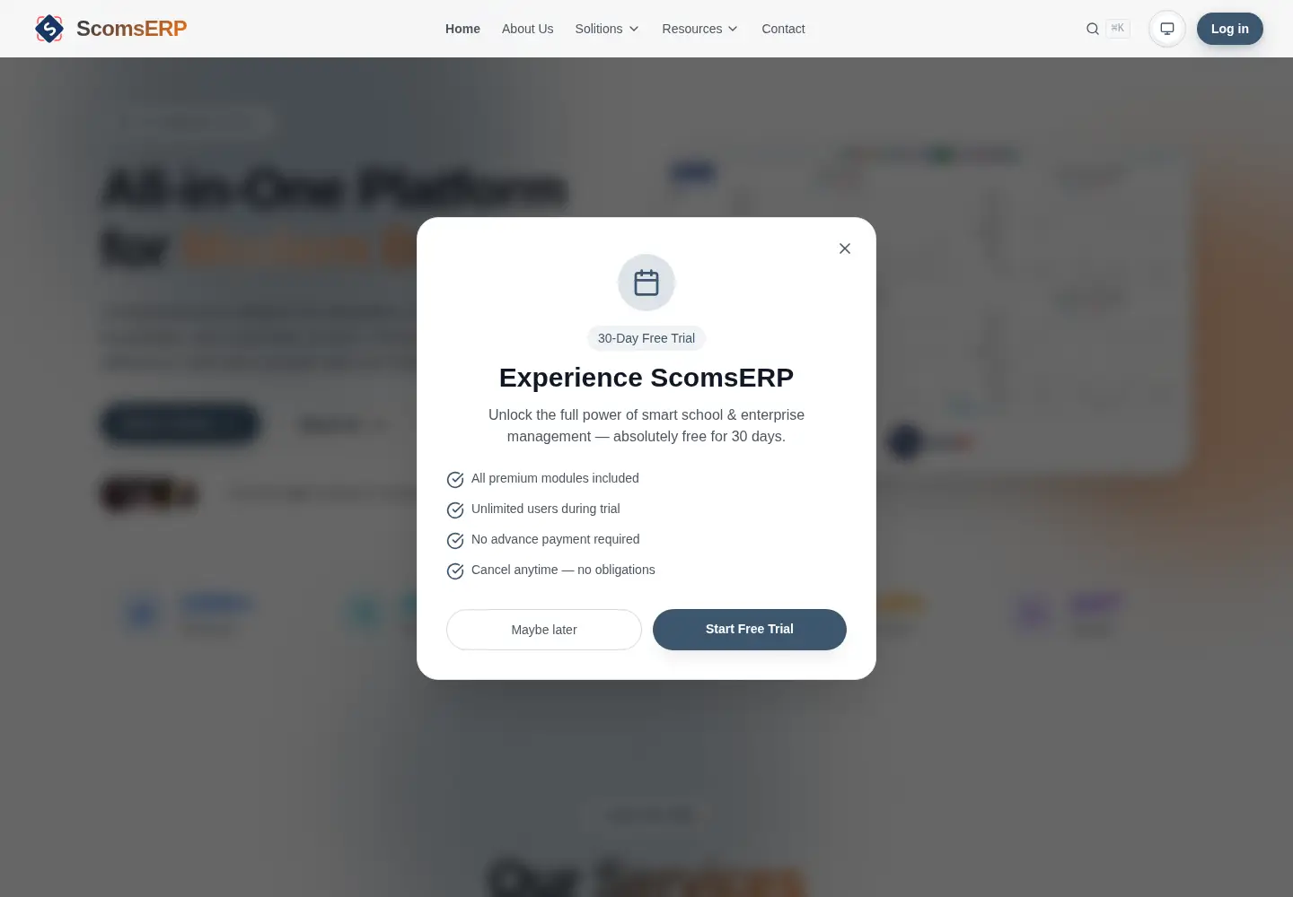 Captured homepage of scomserp.com in the current scan