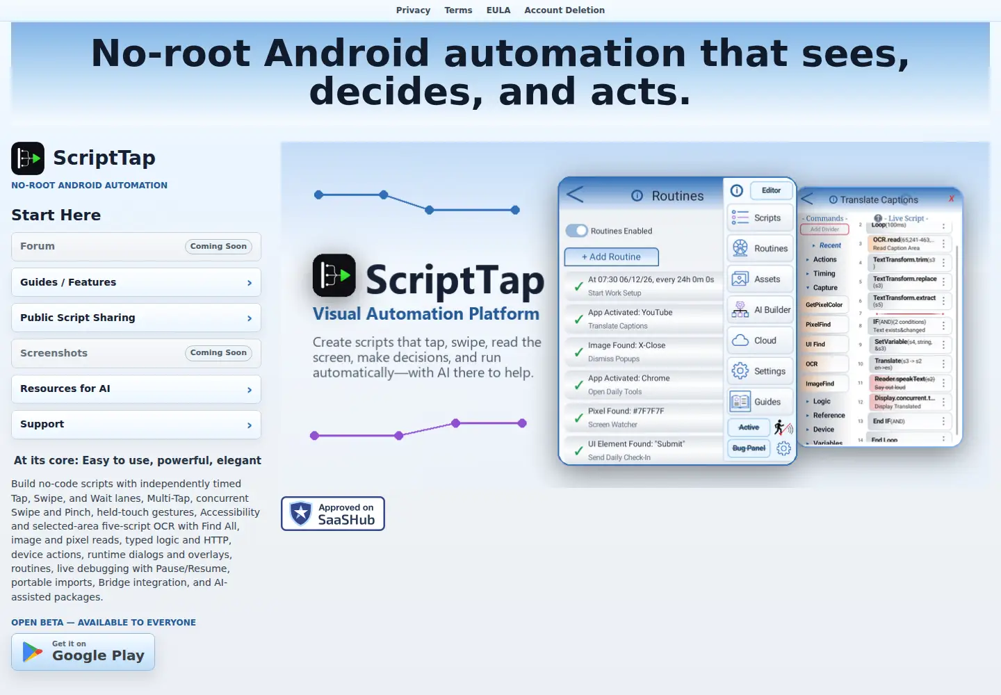 Captured homepage of scripttap.com in the current scan