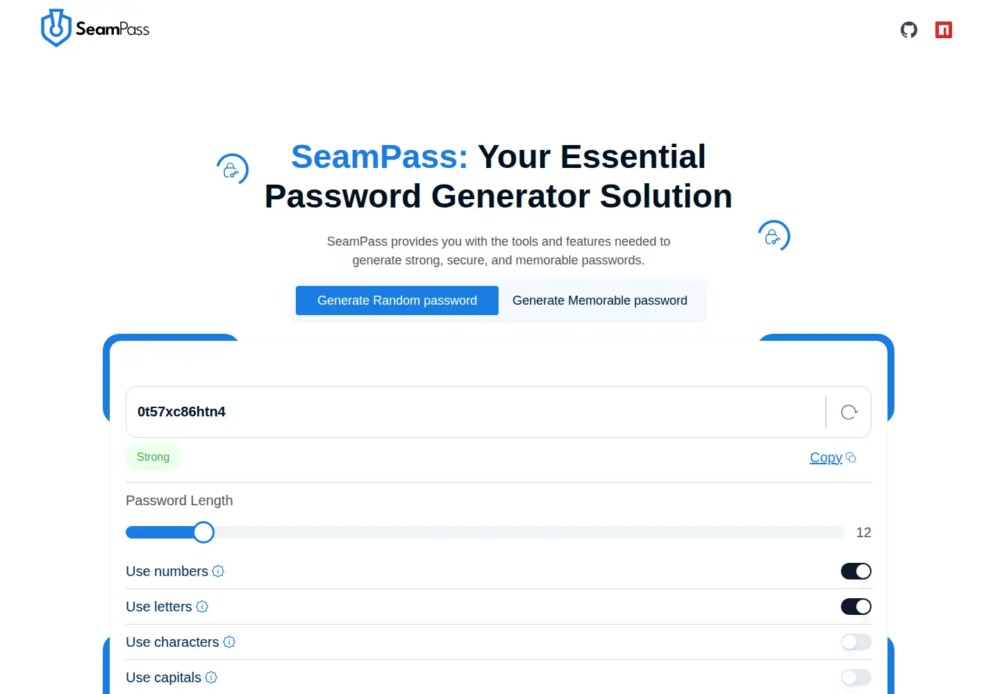 Screenshot of seampass.com