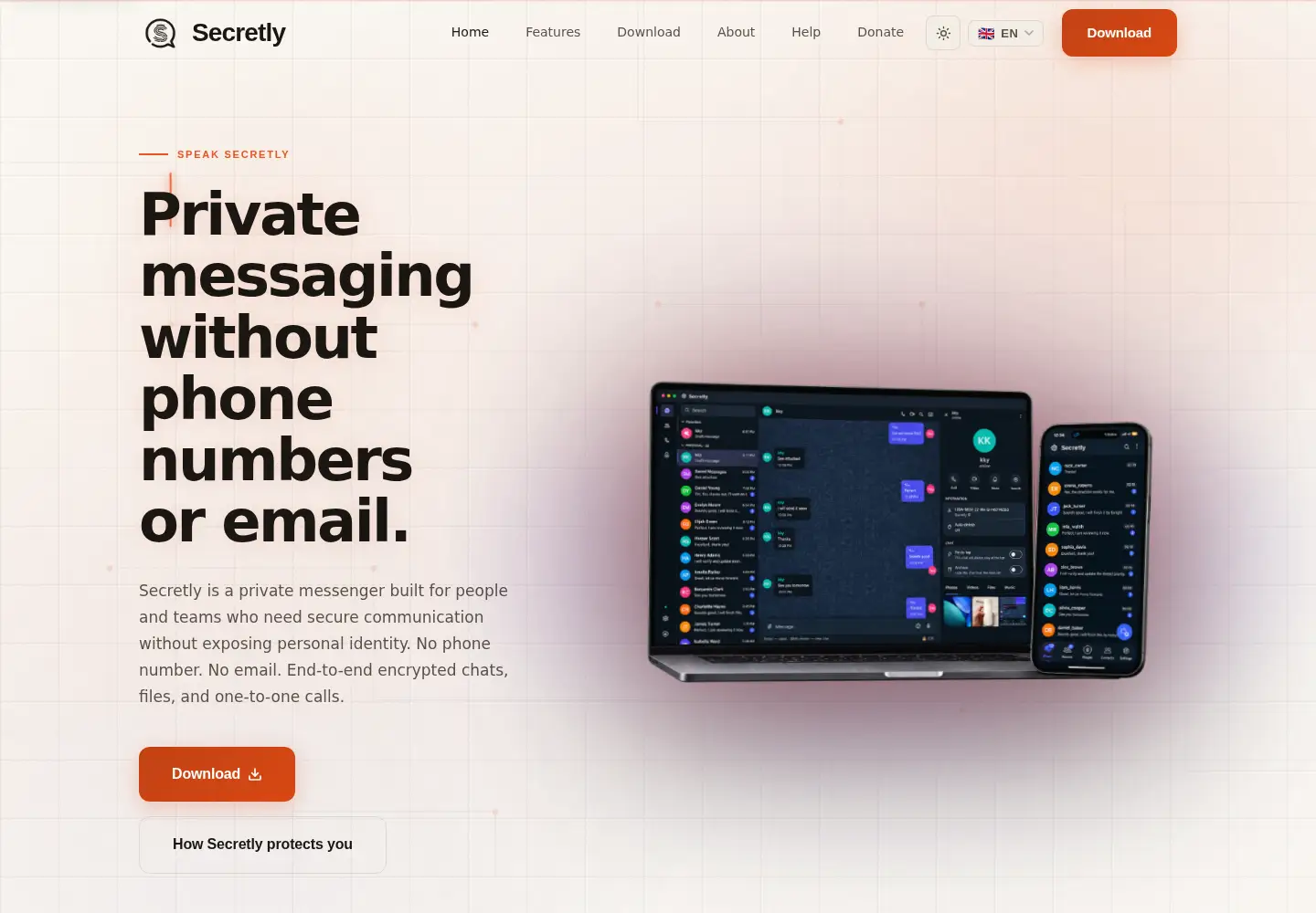 Captured homepage of secretlyapp.com in the current scan