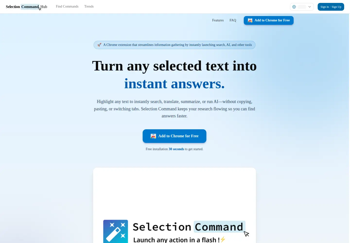 Screenshot of selection-command.com